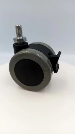 2.5 Inch Twin Wheel Furniture Round Stem Caster Black PU Medical Castor with Brake
