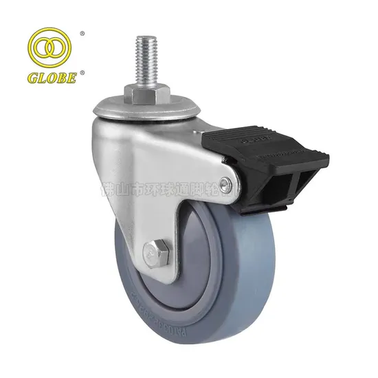 M12 Threaded Stem PU Swivel Caster, Polyurethane Wheel for Workbench Logistics Cart
